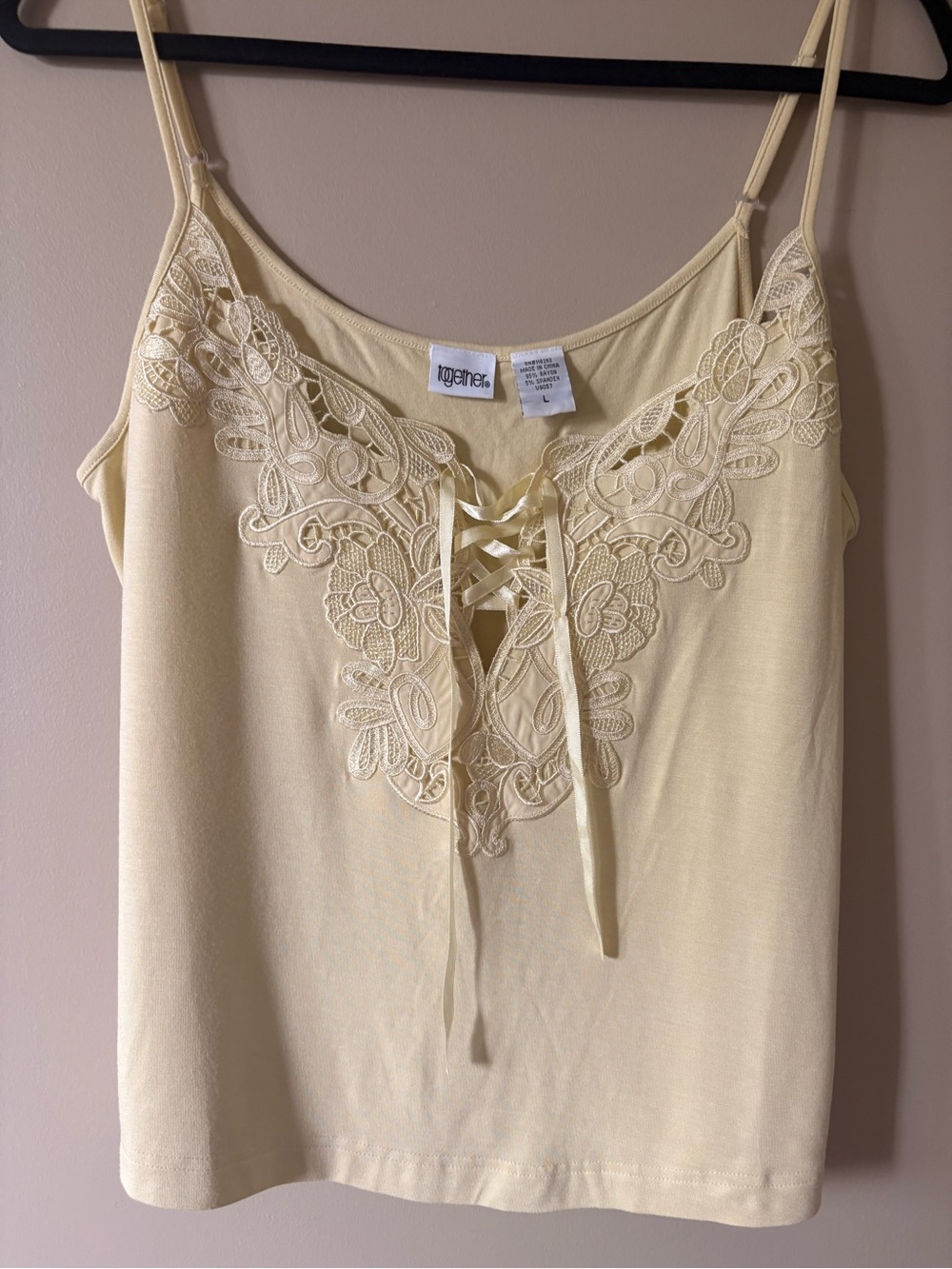 Together Light Yellow Lace-Up Camisole Tank